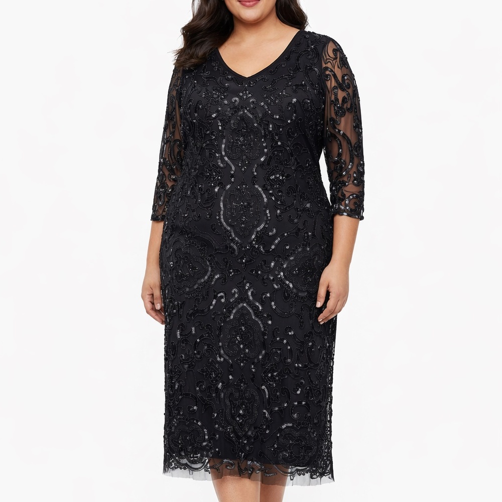 Pisarro Nights - Sheer Long Sleeve‎ Beaded Dress